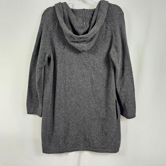 Weekend MaxMara Longline Wool Blend Hooded Cardigan in Charcoal - Size S - Picture 9 of 11